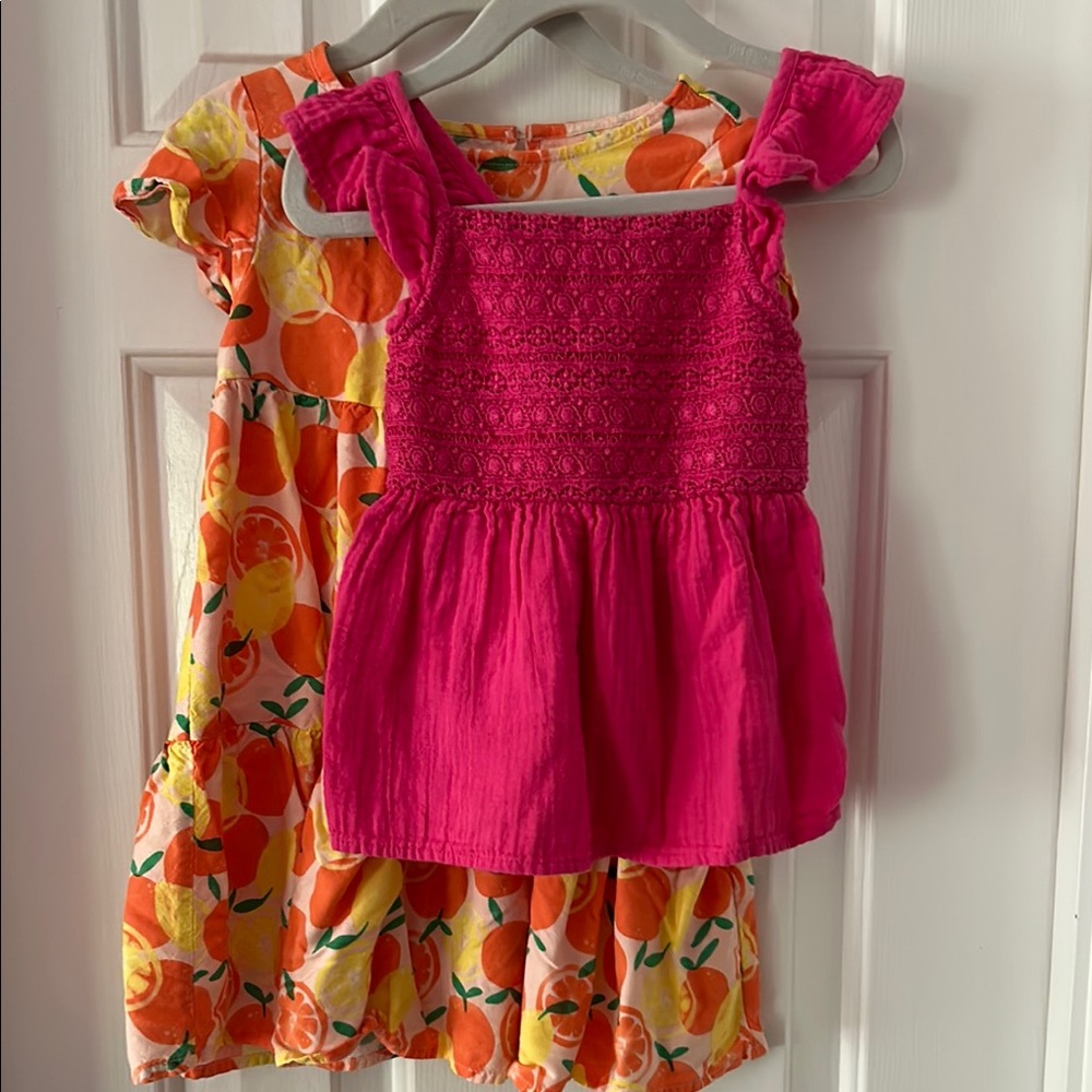 Girls' Pink and Orange Dresses Set